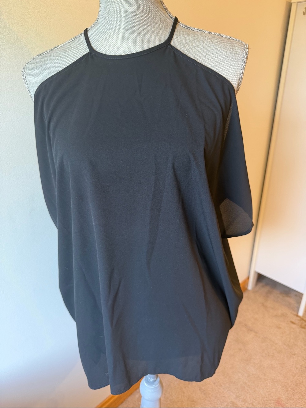 Black Cold Shoulder Halter Neck Women’s Top
